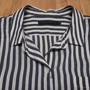 Jenni Kayne The Boyfriend Striped Button Down Shirt White Blue Women’s Size 2XL.